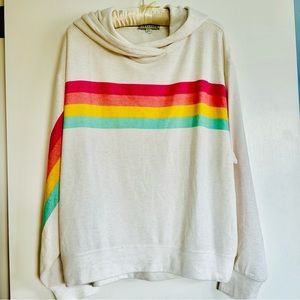 NWOT new PJ Salvage Rainbow Stripe Hoodie large XL pastel Soft Lightweight hoody